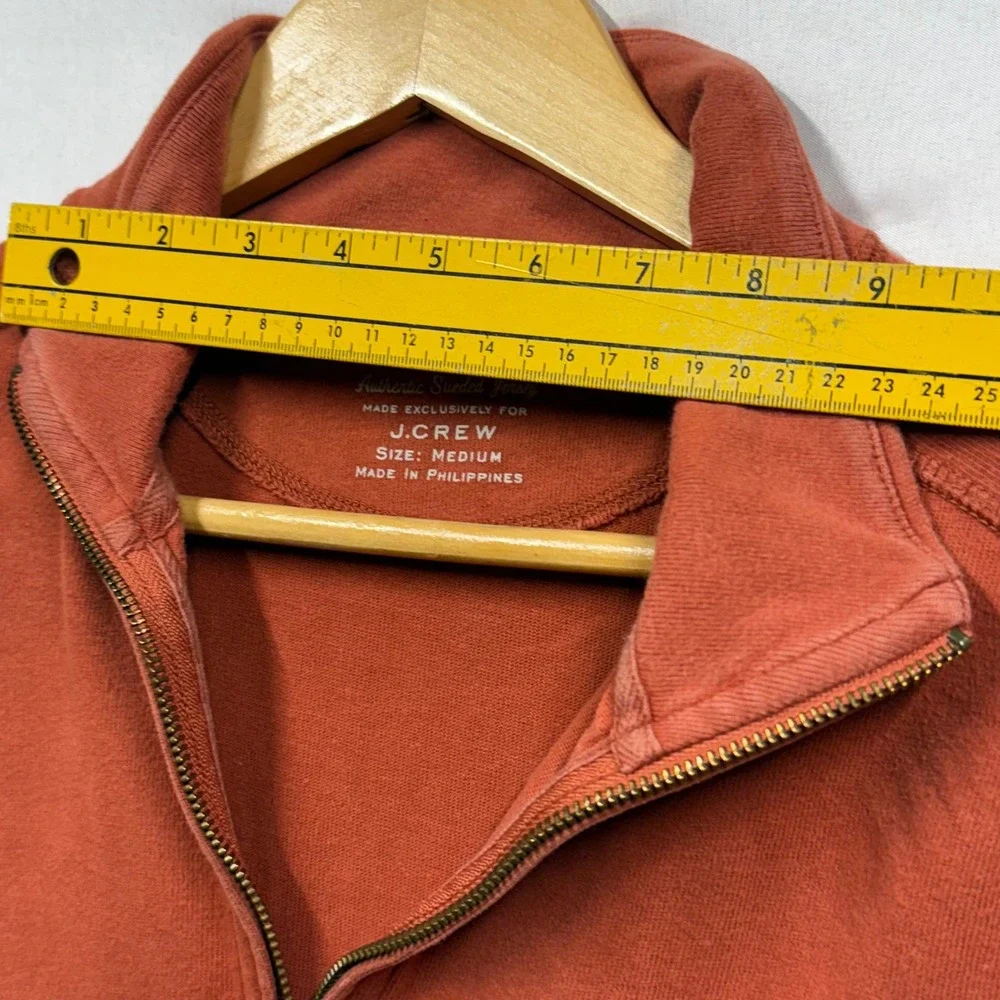 J. Crew Mens Authentic Jersey Quarter Zip Pullover Sweatshirt Medium‎ Orange